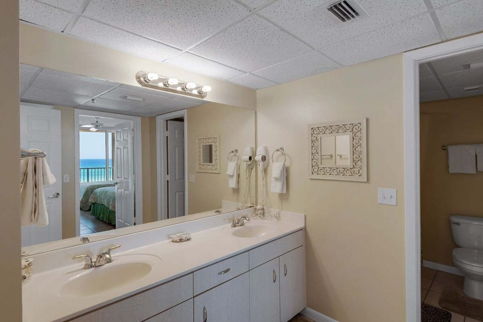 Bathroom with dual vanities