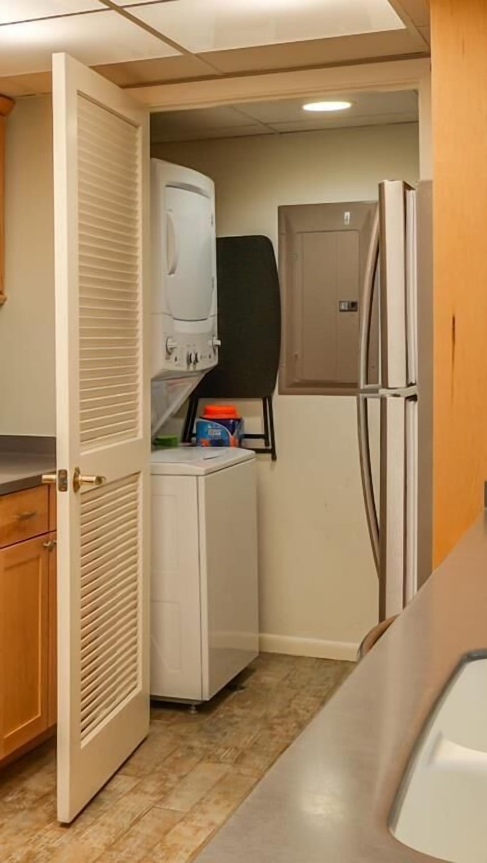 Stack washer and dryer in unit