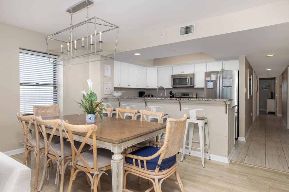 Your large dining table seats 8 people