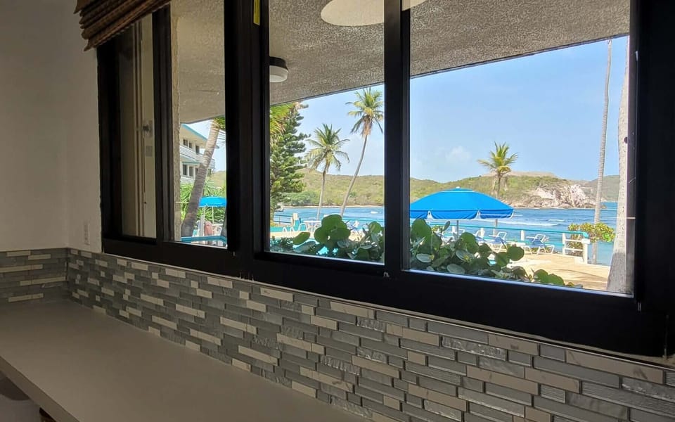 Oceanfront kitchen with a workspace counter