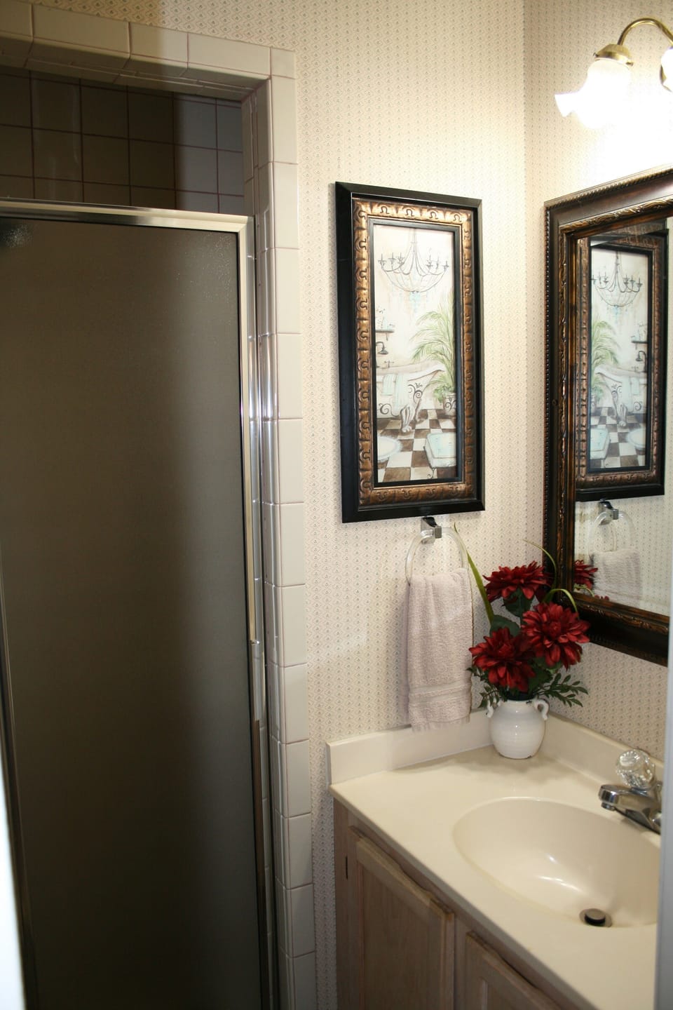 Bathroom w/Small Shower on Main Level next to Living Room