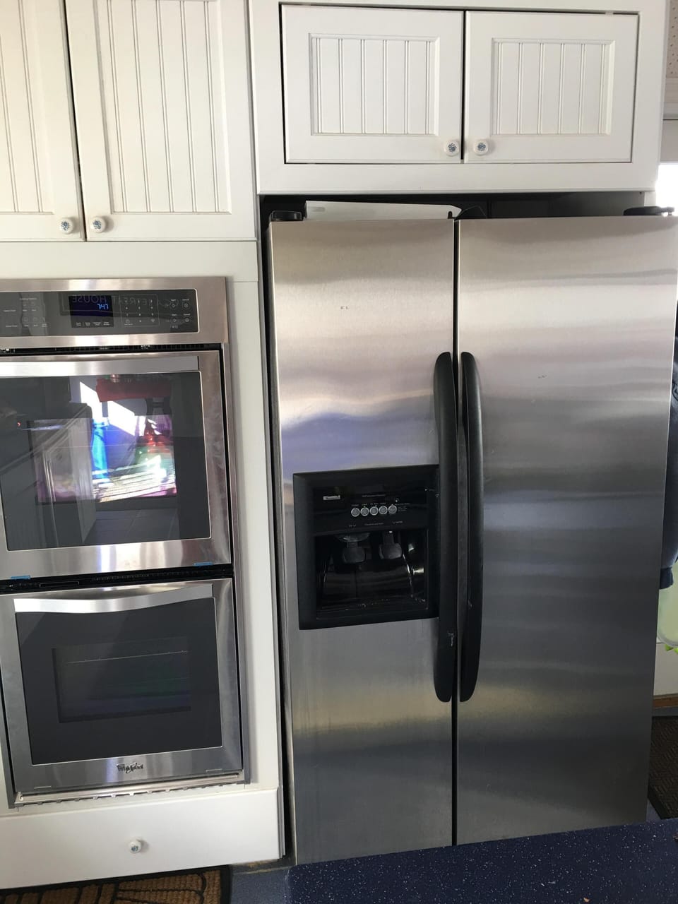 New stainless steel doublewall oven and refrigerator. 