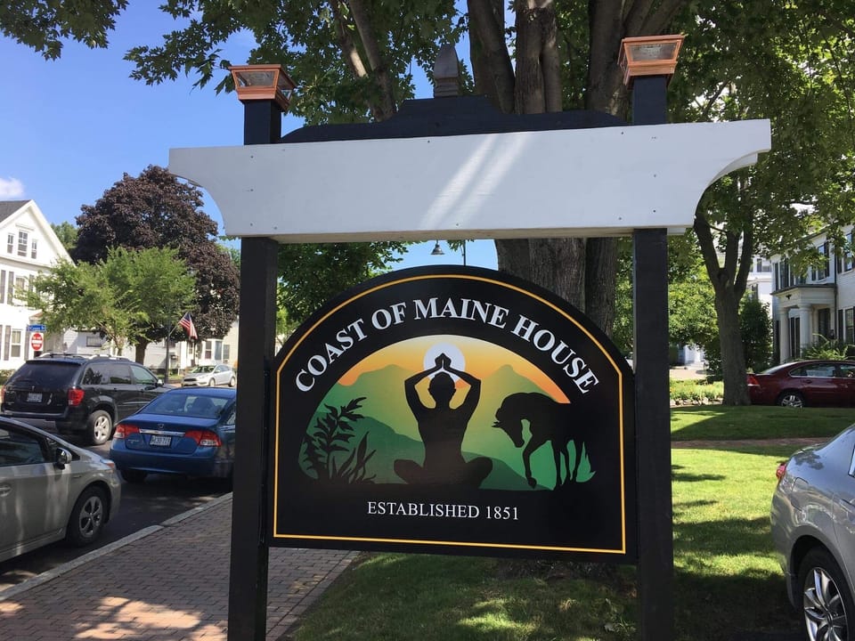 Entrance to the Coast of Maine House. 0ur historic 1856 ships captains mansion.