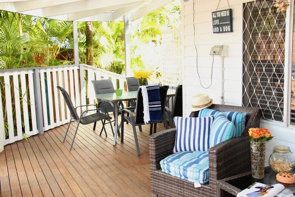 Spacious undercover Alfresco lounge and dining area