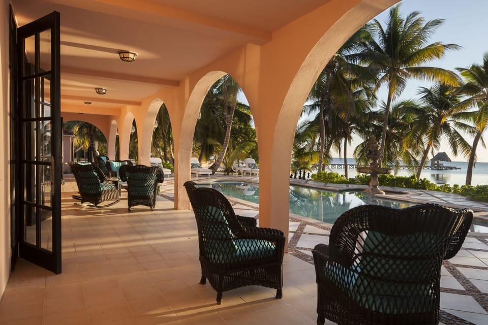 View of Caribbean from pool veranda