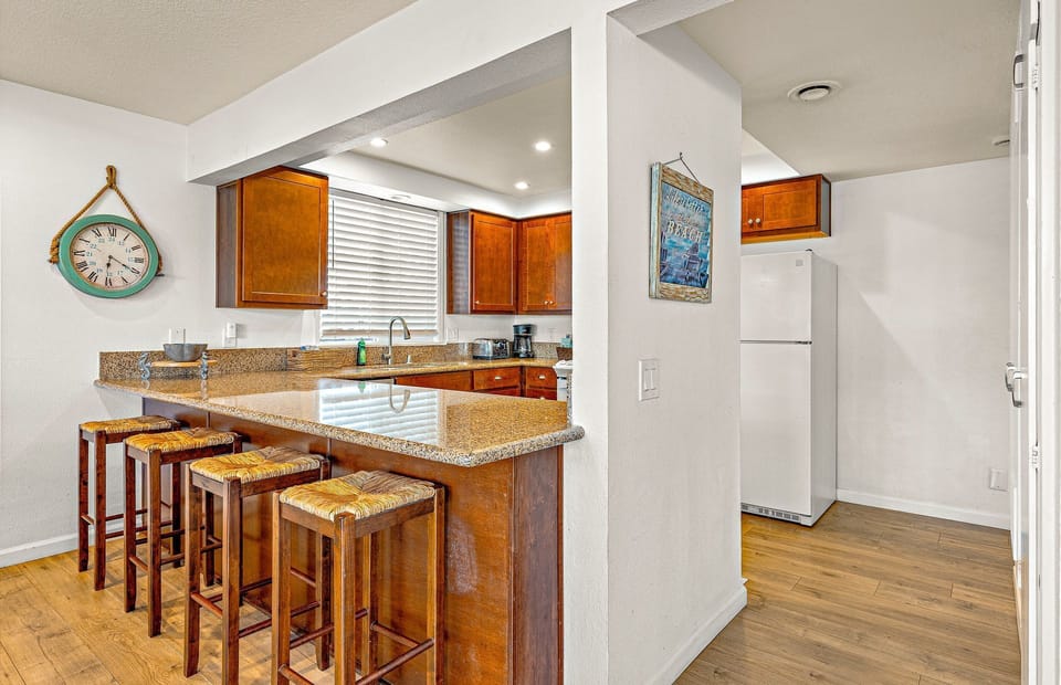 Kitchen counter seating provides front row seats to watch whatever is happening in the most important room of the unit: the kitchen!
                
