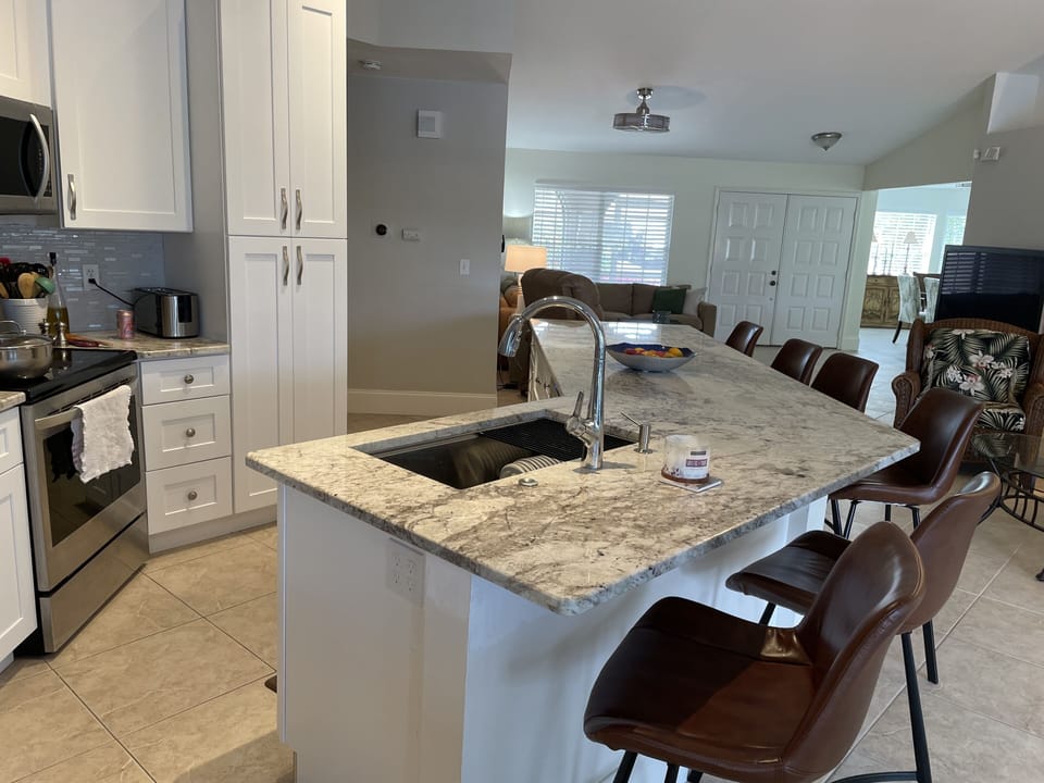 Brand new kitchen with island that seats 6 