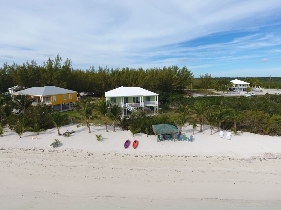 Aerial of Key Lime Beach House with Mango Beach House on the left.