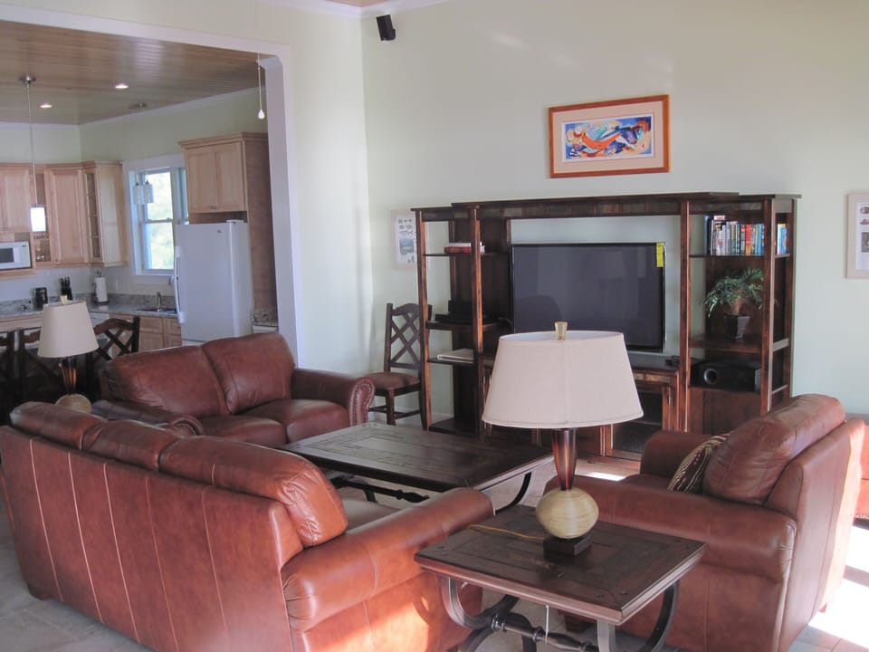 Open Living Area - Entertainment center with dvd, cd, ipod dock, surround sound.