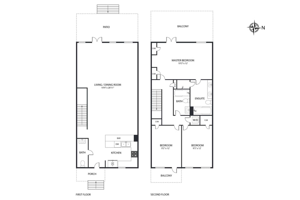 Upstairs and downstairs floor plan