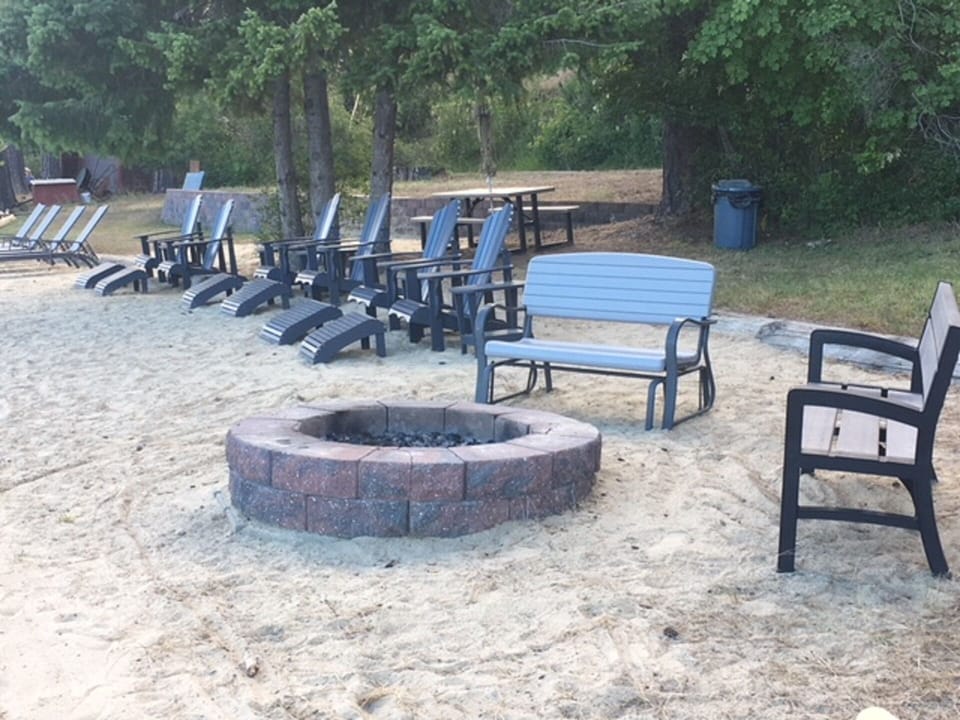 Fire pit on beach.