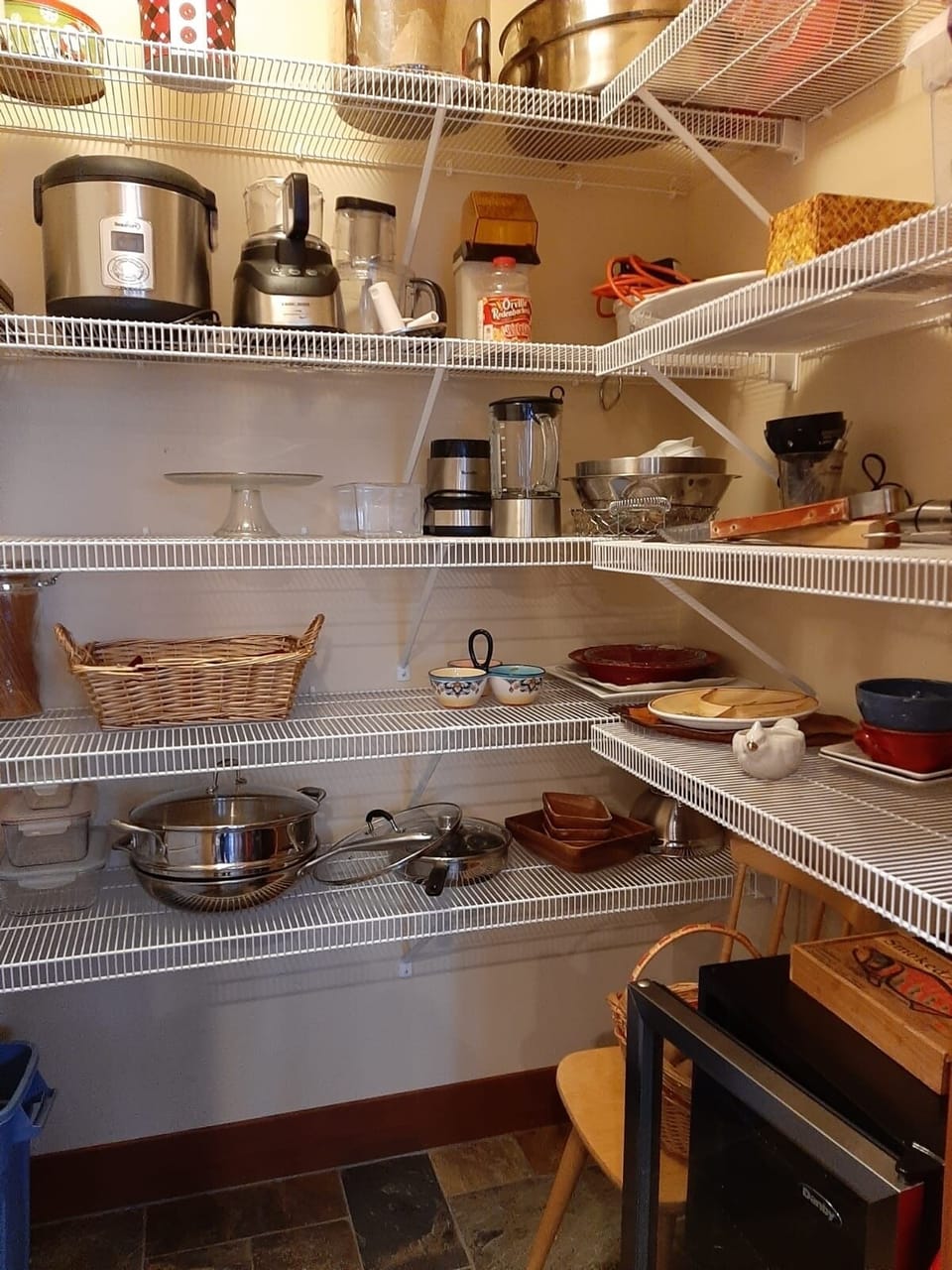 Walk in kitchen pantry with beer fridge