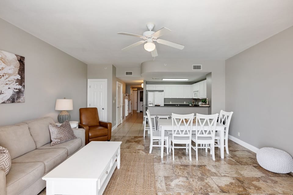 Kitchen, dinning table and living space