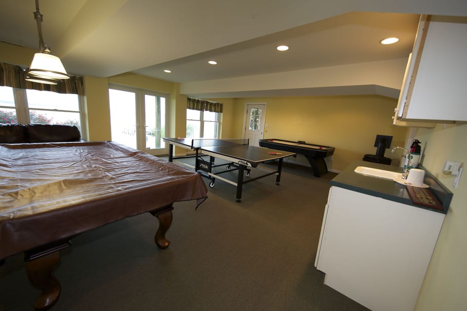 Game room in basement