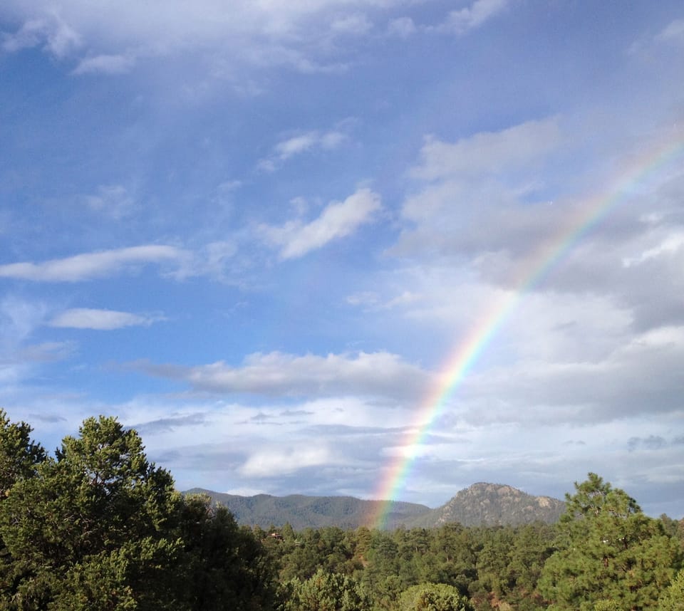 View from Canada de los Alamos of Shaggy Peak. Classic New Mexico Skies!
