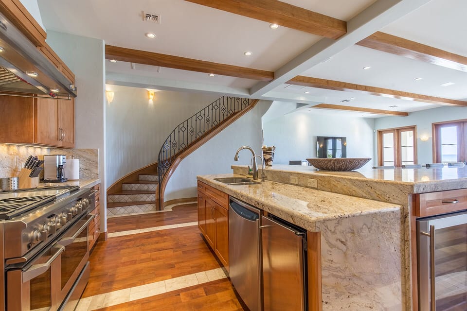 Chef style kitchen with dual burner stove