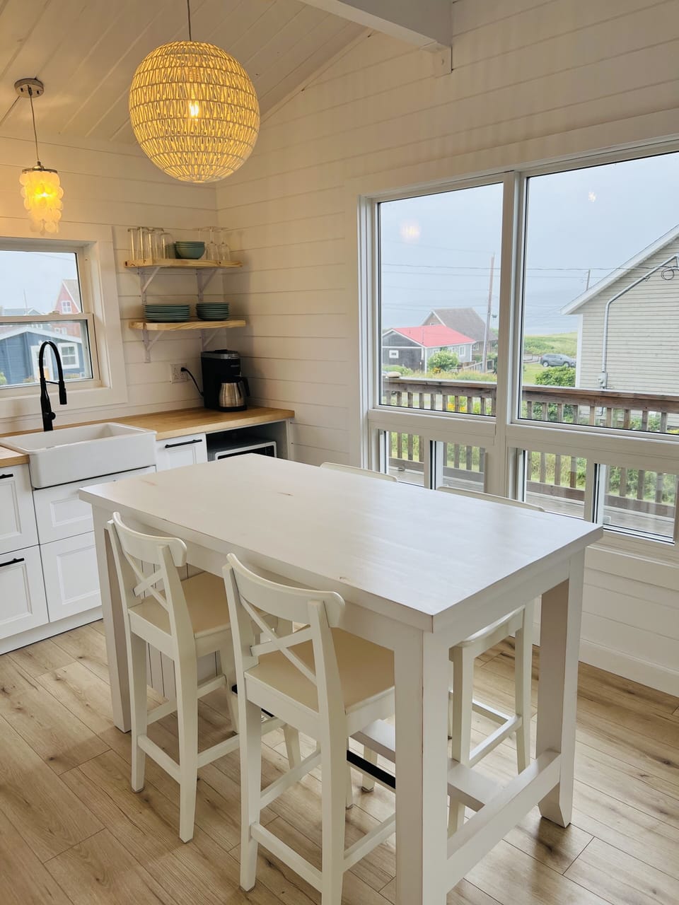 High table for meals and meal prep.