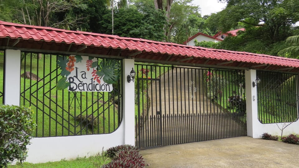 Private, gated entrance, operated by remote control.