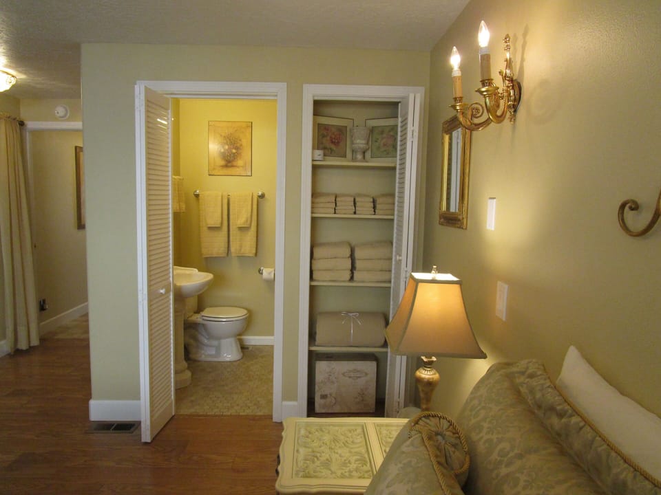 Master Bathroom #3 with Pretty Pedestal Sink Set, Shower, & Huge Walk-In Closet