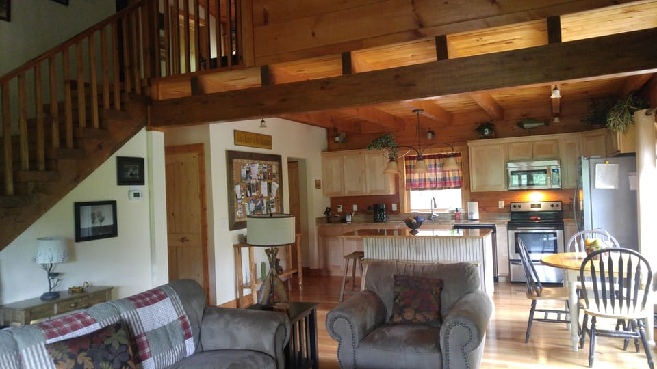 Open floor plan for living, dining and kitchen
