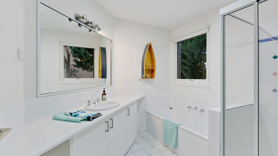 Gleaming white bathroom