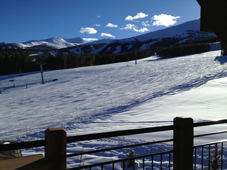 View of the ski runs from hot tub area