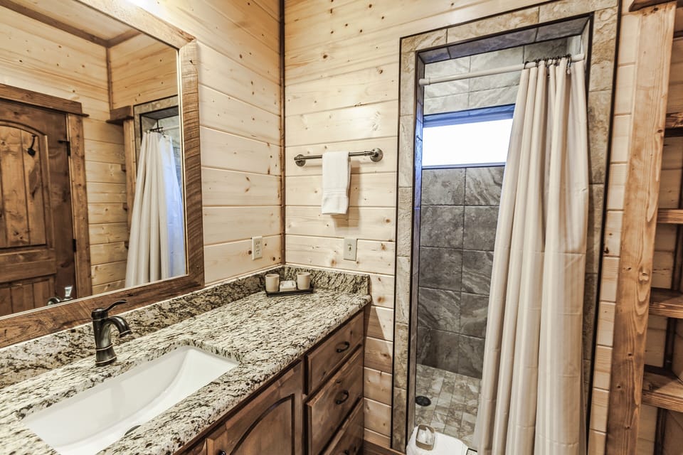 Master Bathroom #1 with Granite Counters and Shower