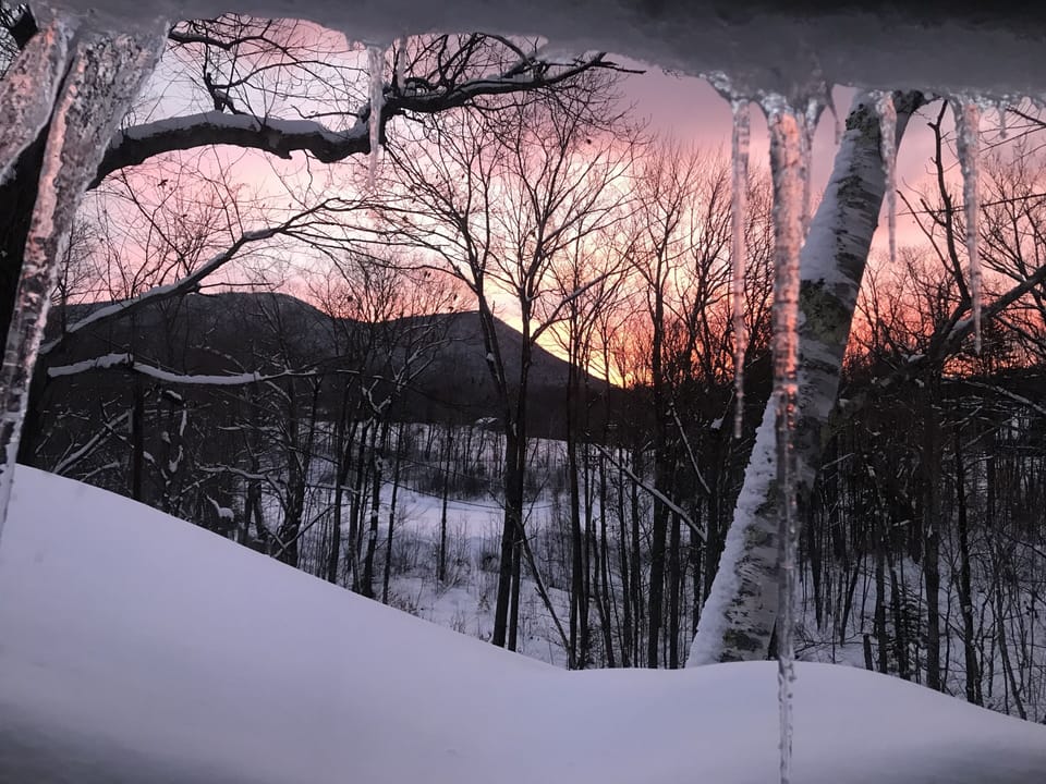 Winter sunrise over Doublehead, view from Kitchen window looking East