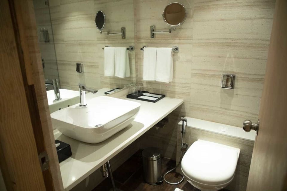 Shower, slippers, towels