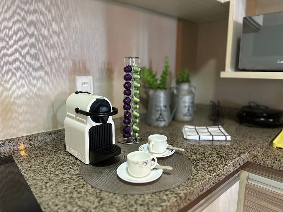 Full-size fridge, microwave, oven, rice cooker