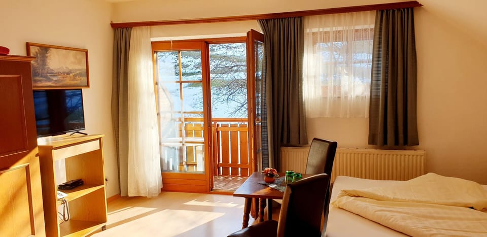 Double Room, Annex Building (Attic - Dachgeschoss) | Living area | 80-cm flat-screen TV with satellite channels, TV