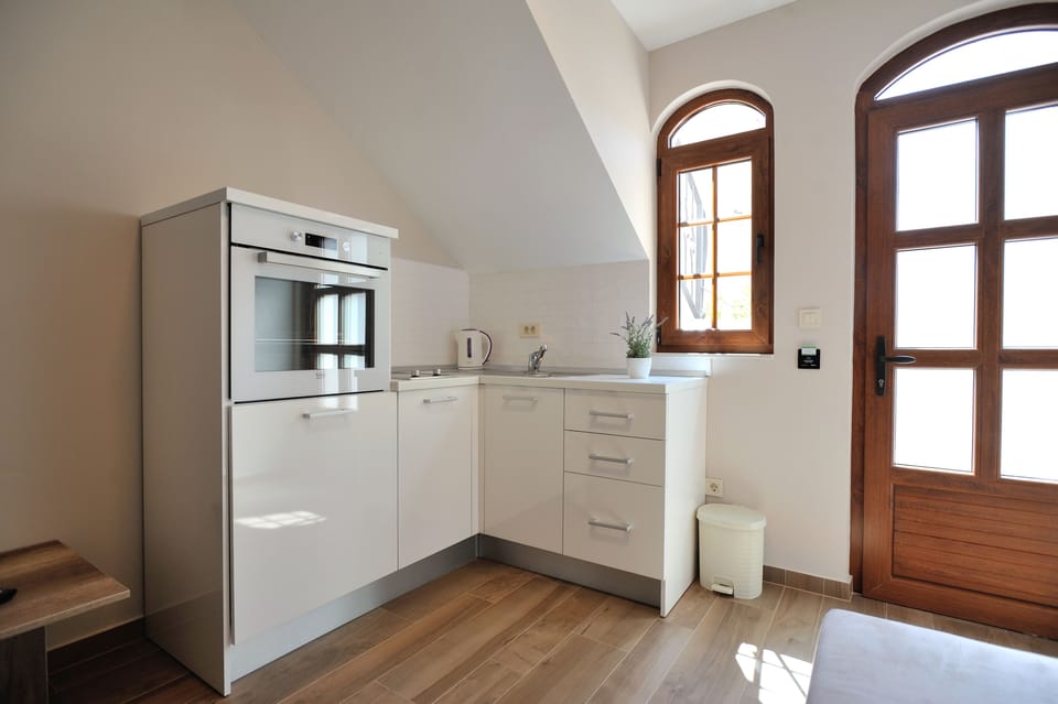 Apartment | Private kitchen | Microwave, electric kettle, highchair