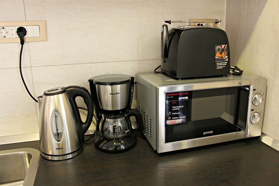 Apartment | Private kitchen | Full-size fridge, microwave, oven, stovetop