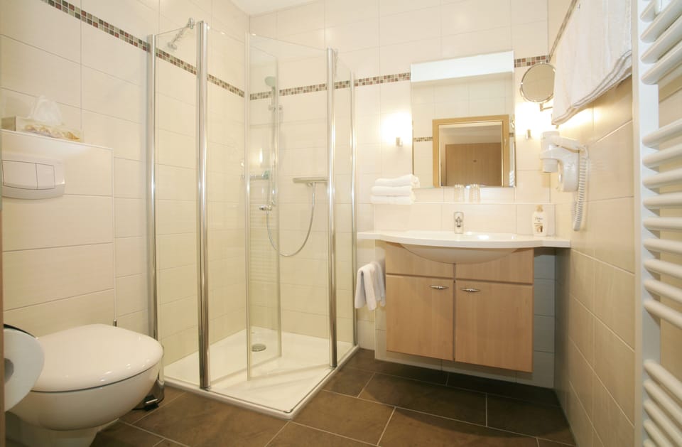 Double or Twin Room, Non Smoking | Bathroom | Shower, free toiletries, hair dryer, towels