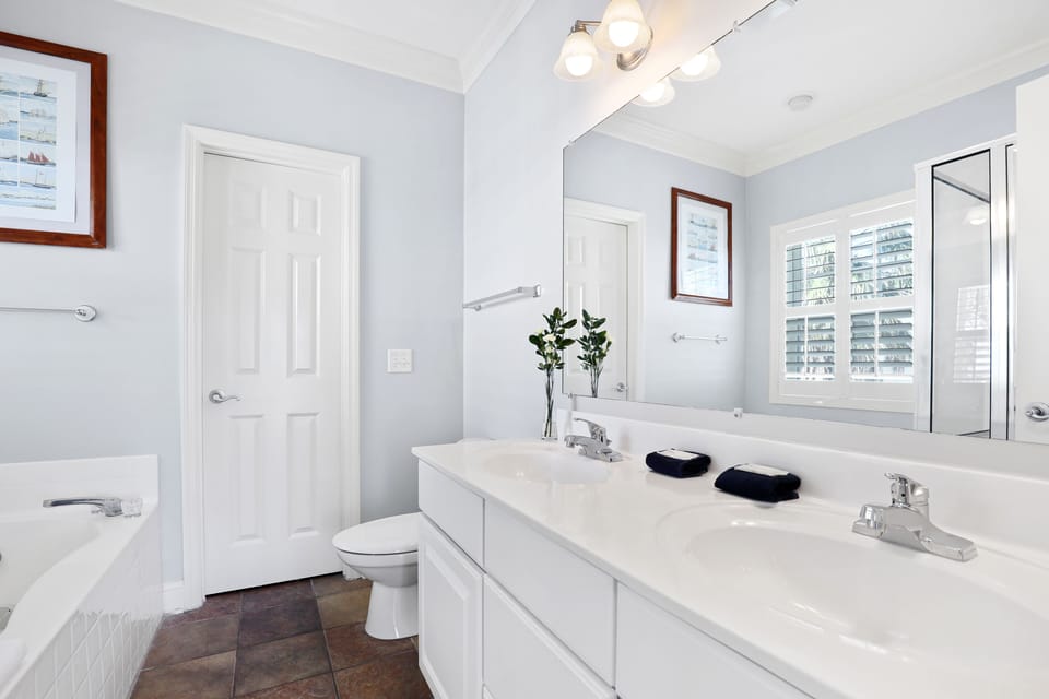 Main bedroom private bathroom with double vanities