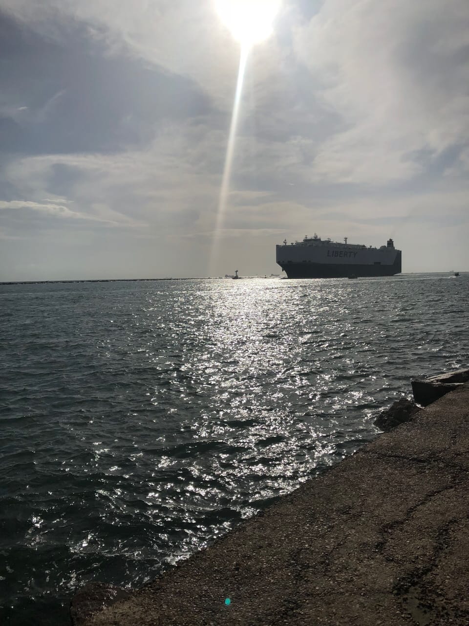 Ship coming into the channel
