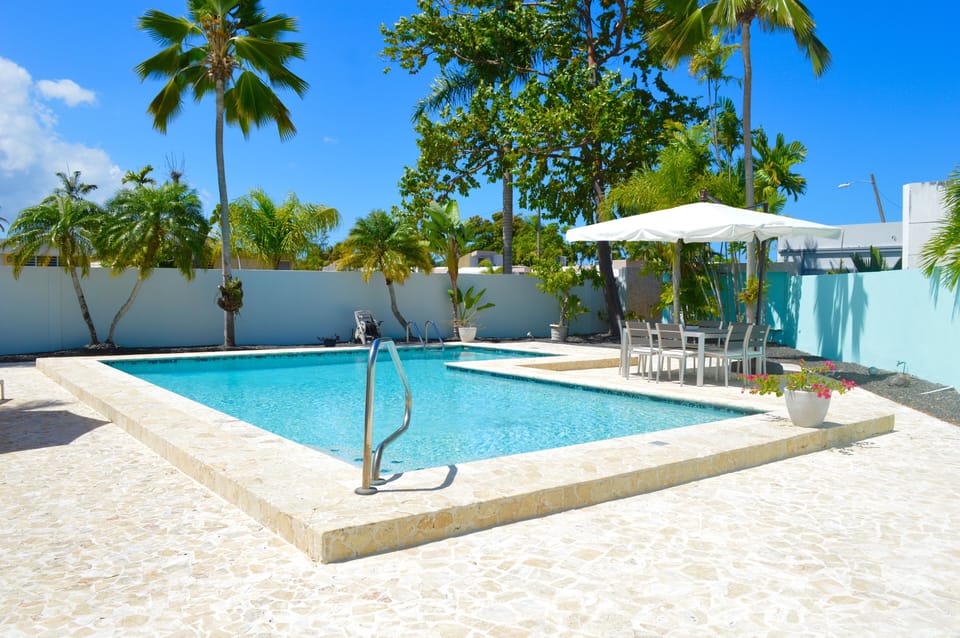 View of the amazing private pool once you exit the family room.