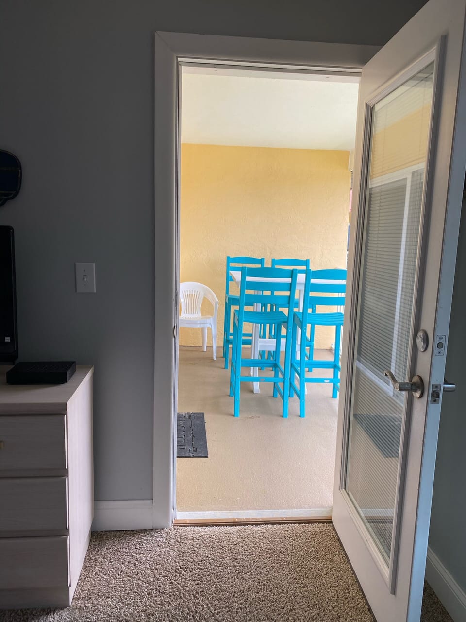 The main bedroom leads directly to the balcony 