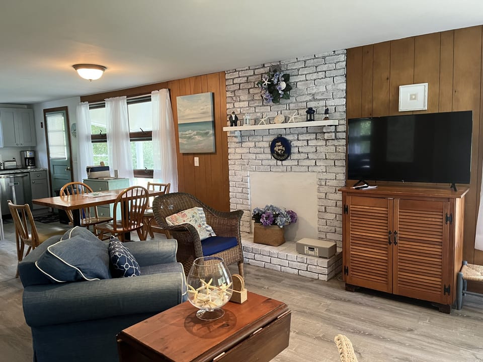Open kitchen to living room, (new couch just added, not pictured)