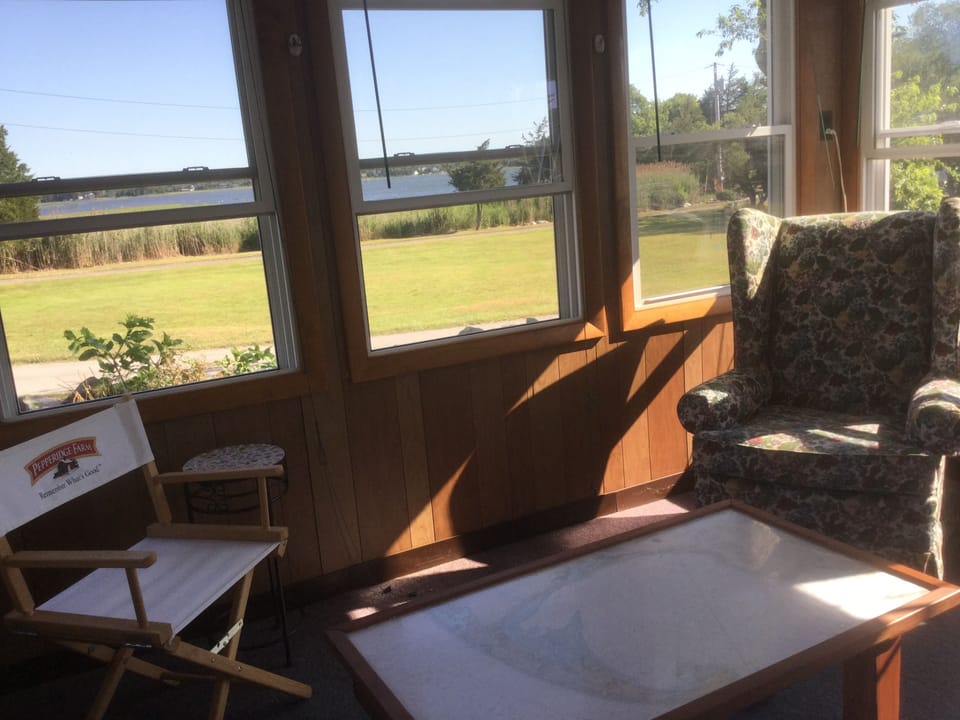 Sun room with a view of the bay