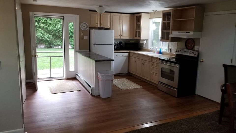 New luxury wood-vinyl flooring in kitchen area;  new sink