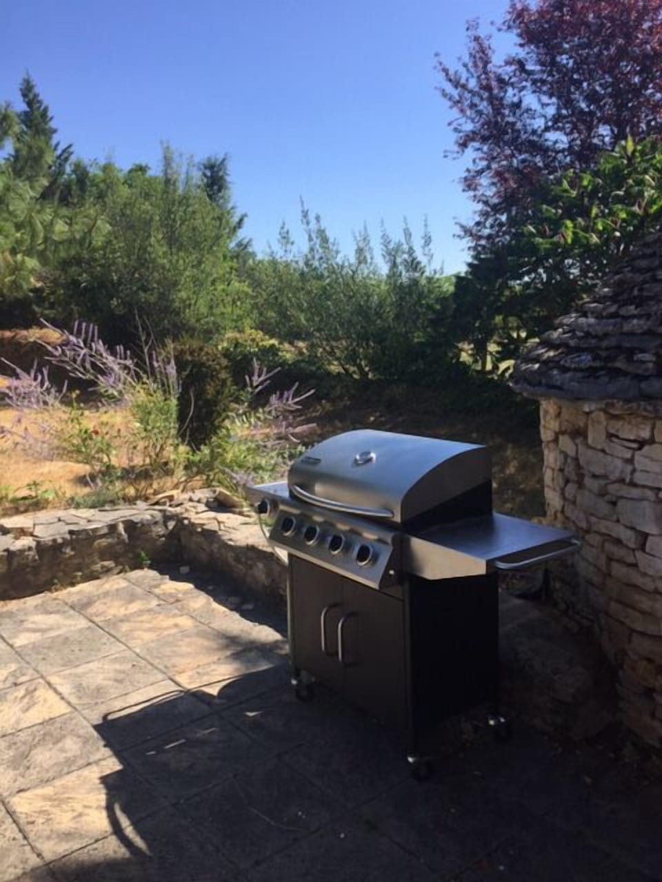 Northside: BBQ patio, bistro table and herbs, door to kitchen. Very private.