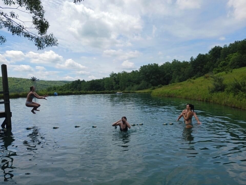 3/4 acre pond with shallow end