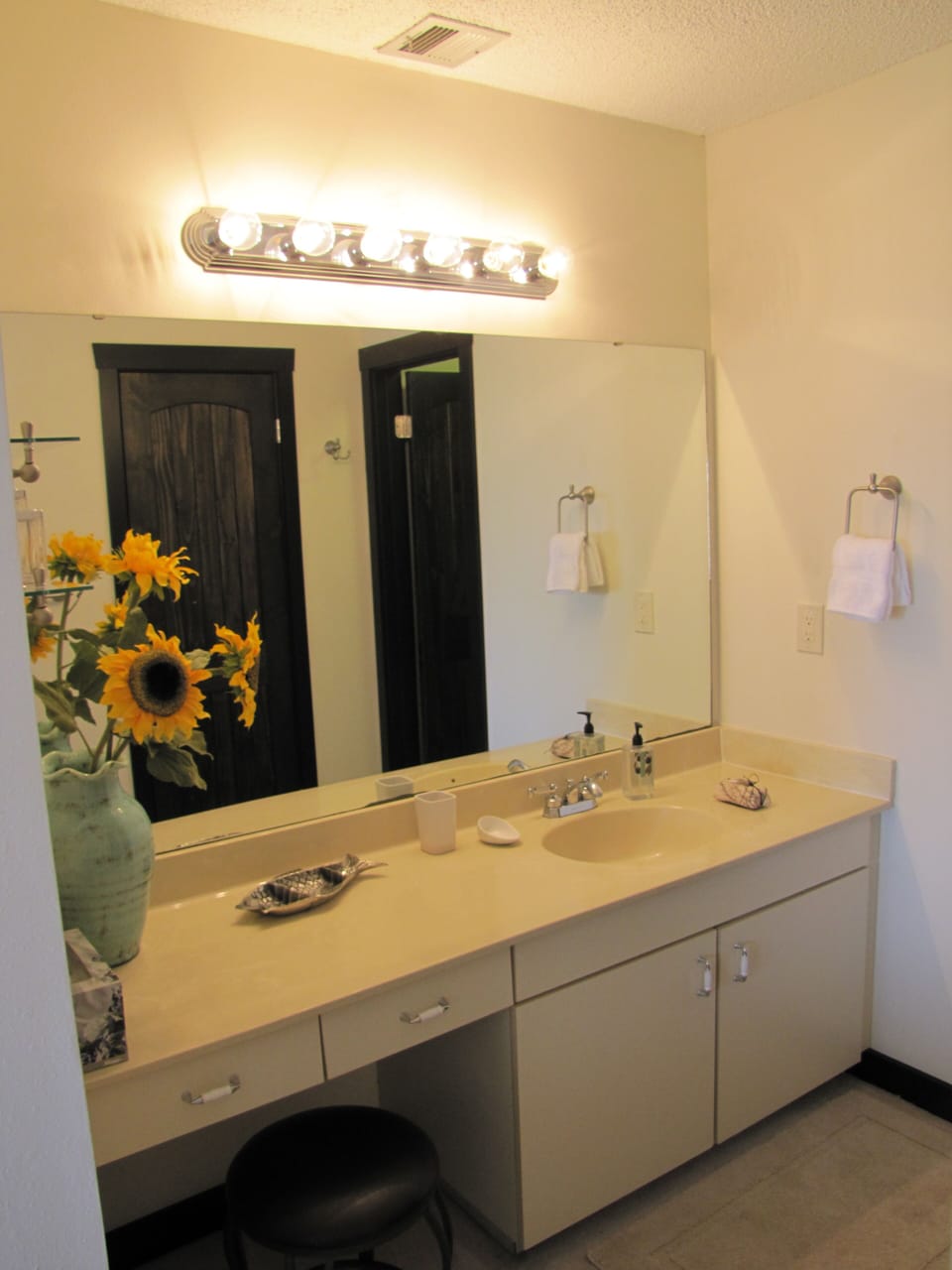 The Master bathroom with separate bath and powder areas.