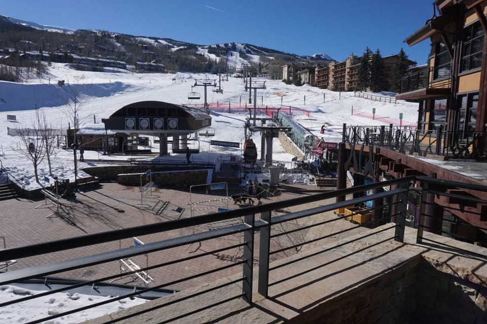 Slopeside Deck with views of ski runs and High Speed Chair lift