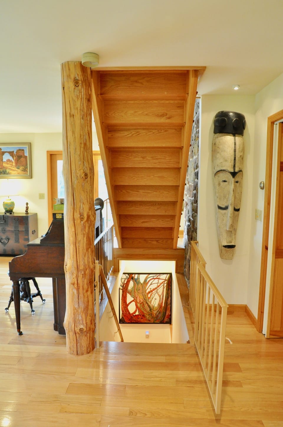 Stairs down to the master bedroom
