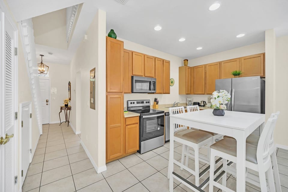 Fully equipped kitchen with all you need cookware and dinning ware
