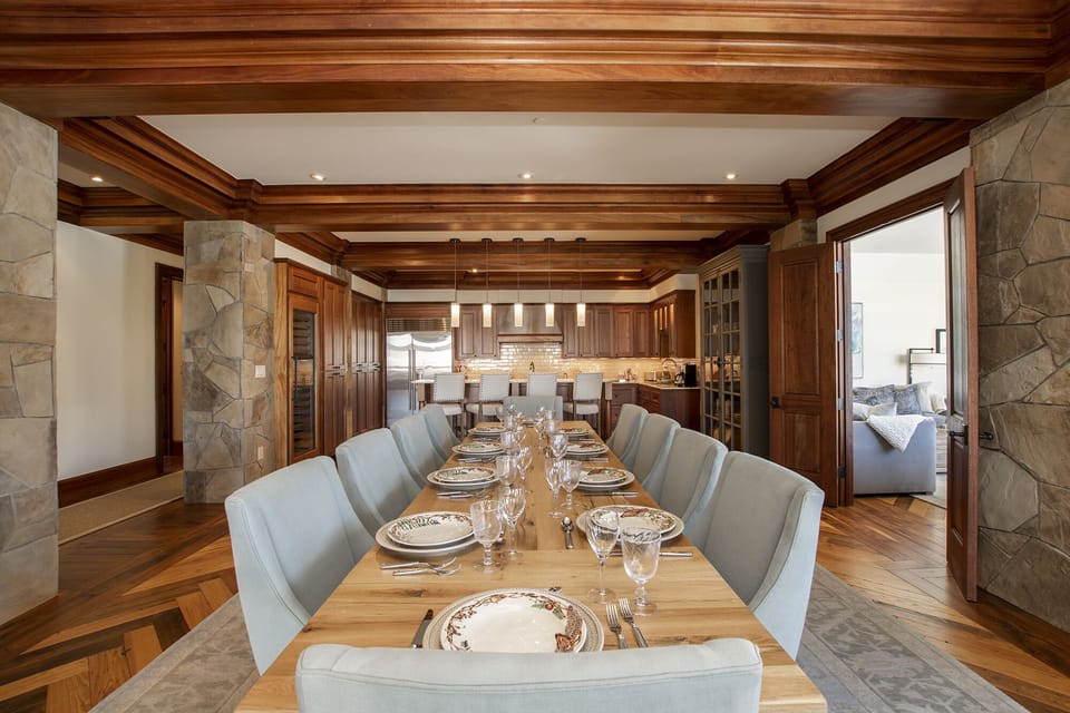 Dining - Dining seats ten comfortably, beautiful wood and stone work adorn the room making this a true Grand Dining area.