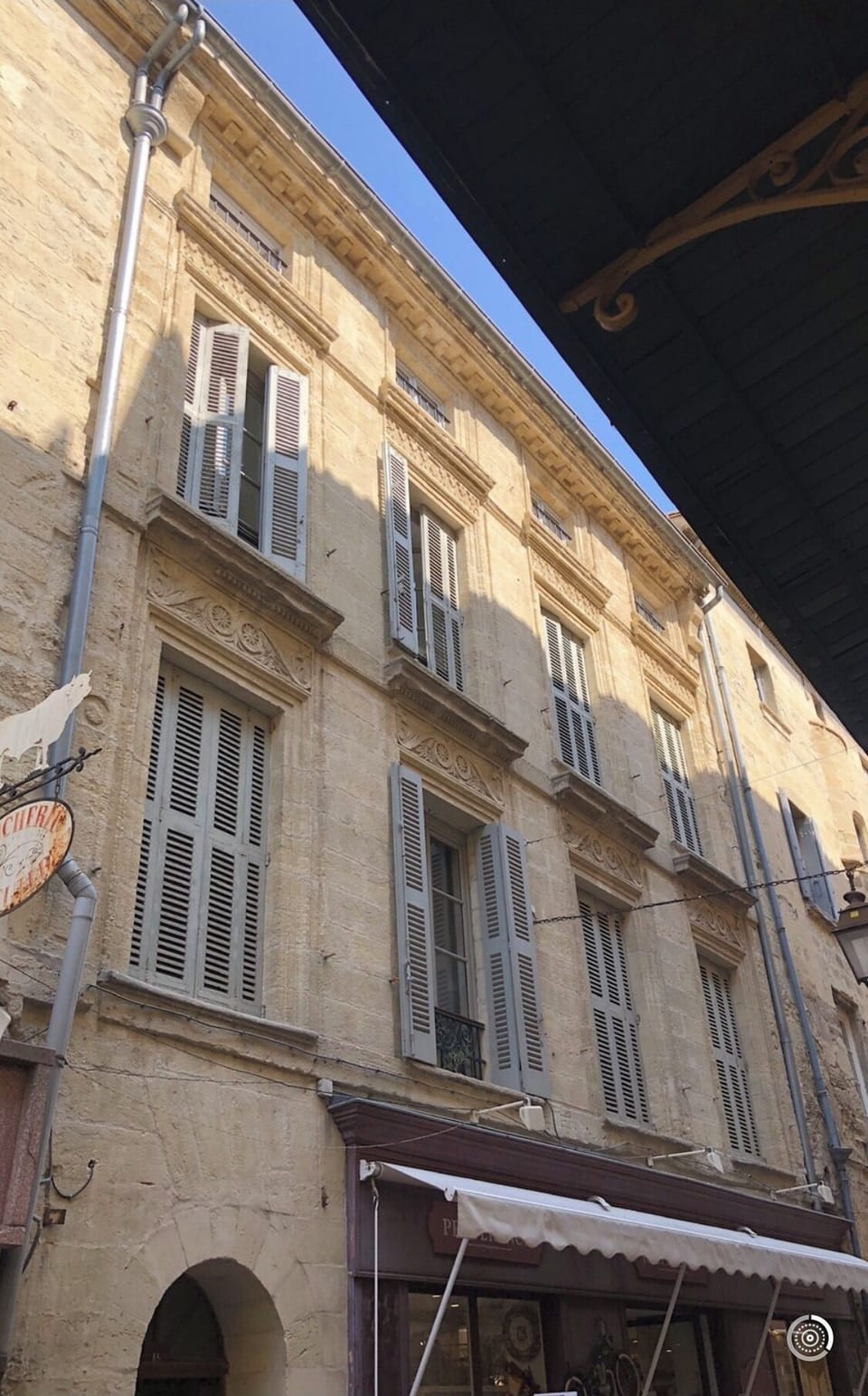 View up to apartment from pedestrian street