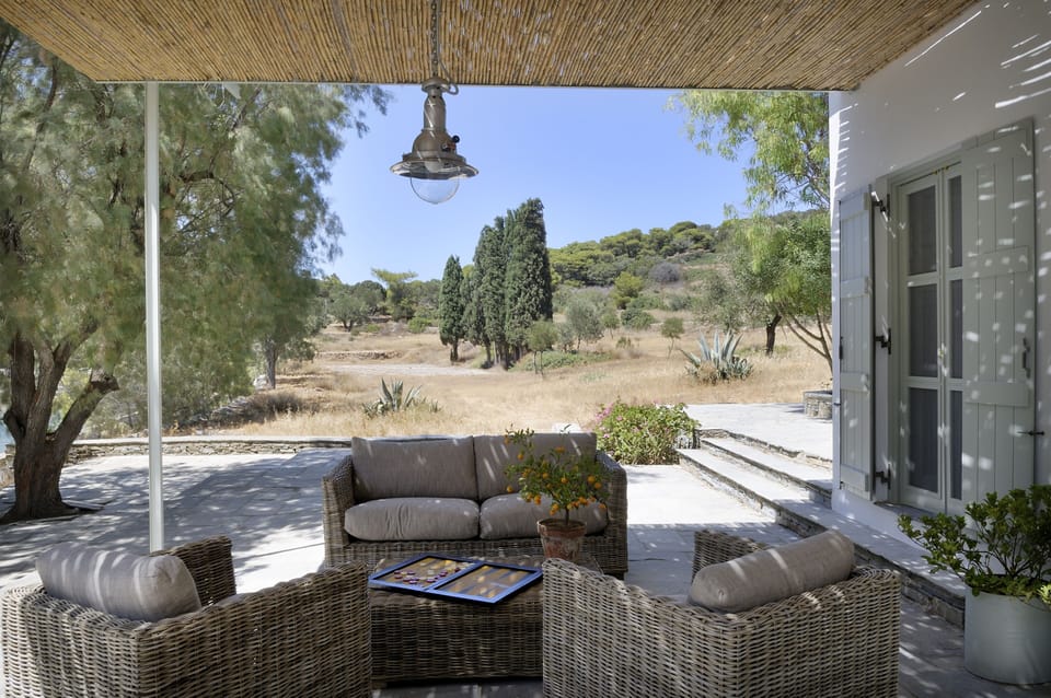 Centennial Cypress and Olive trees surround the villa
